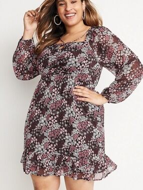 Maurices Floral Keyhole Front Skater Dress